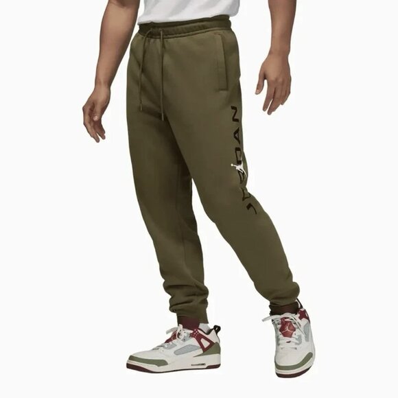 Nike Jordan Essentials Men's Sizes Olive Green Fleece Sweatpants - Main Image